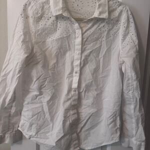White Eyelet Button-Up Shirt